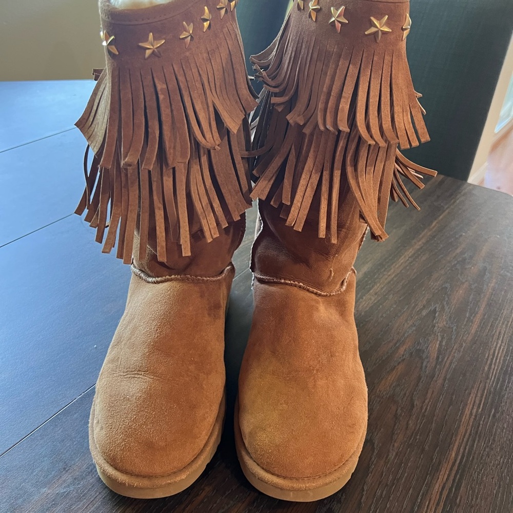 Jimmy Choo + Ugg Brown Fringe Boots
